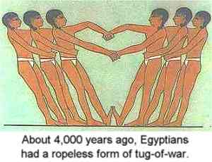 4000 jaar geleden werd in egypte een soort van touwloos touwtrekken gedaan.